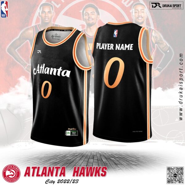 Áo Đấu Bóng Rổ Atlanta Hawks City Edition 2022/2023 - Màu Đen Sang Trọng