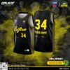 Áo đấu bóng rổ CLB Cần Thơ Catfish City 2024 – Đen Vàng Neon
