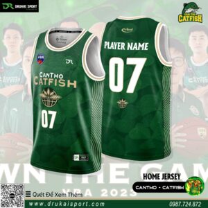Áo thi đấu bóng rổ Cần Thơ Catfish - Xanh lá 2023 phiên bản sân nhà