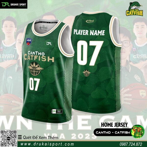 Áo thi đấu bóng rổ Cần Thơ Catfish - Xanh lá 2023 phiên bản sân nhà