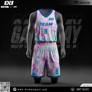 Đồng Phục Bóng Rổ Tie-Dye Hồng Xanh Năng Động – Mã 00015