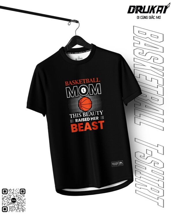 Áo Thun Đen Unisex Basketball Mom - This Beauty Raised Her Beast