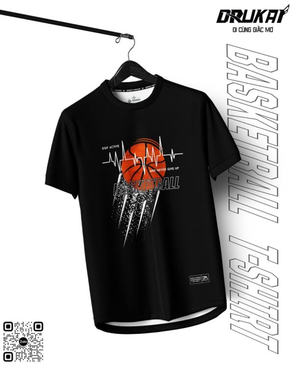 Áo Thun Thể Thao Màu Đen - Basketball T-Shirt Stay Active