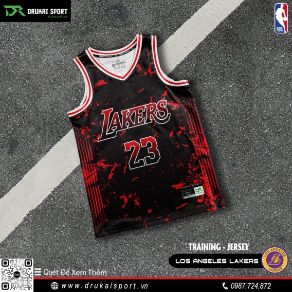 Áo Đấu Los Angeles Lakers Màu Đen Đỏ - Training Jersey Thể Thao Cá Tính