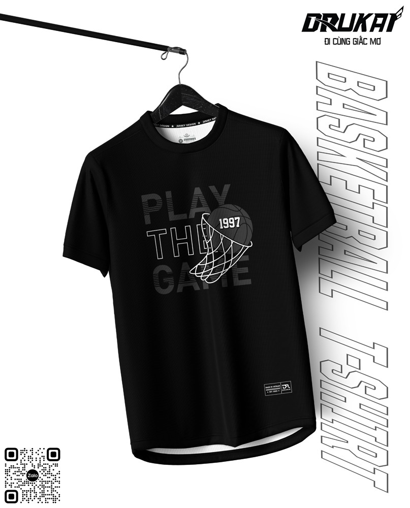 Áo thun bóng rổ đen Play the Game 1997 nam nữ unisex thể thao