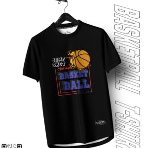 Áo Thun Bóng Rổ Màu Đen – Thiết Kế Nổi Bật Với Chữ Basketball Xanh Dương