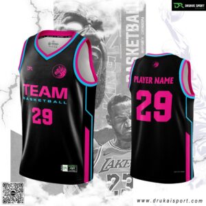 Áo Bóng Rổ Nam Màu Đen Hồng Neon - Mẫu 139