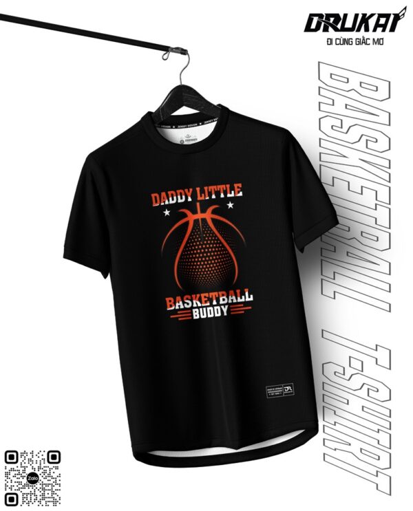 Áo Thun Đen In Hình Bóng Rổ 'Daddy Little Basketball Buddy'