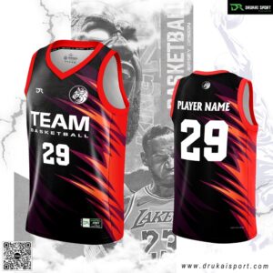 Áo Bóng Rổ Đen Cam Đậm Cá Tính - Mẫu 153