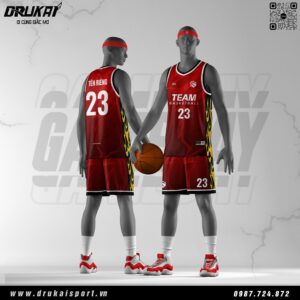 Đồng phục bóng rổ màu đỏ - Mẫu 176 cháy bỏng khí chất thể thao