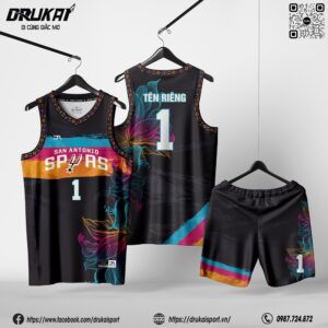 Đồng phục thể thao unisex màu đen họa tiết neon Mẫu 178