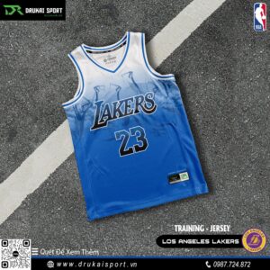 Áo Bóng Rổ Tập Luyện Los Angeles Lakers Trắng Xanh Ombre - Mẫu 18-2