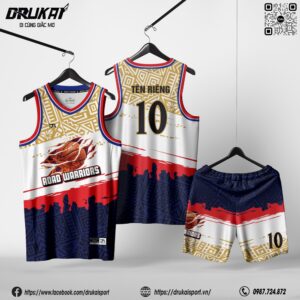 Đồng Phục Bóng Rổ Trắng Đỏ Navy - Mẫu 182