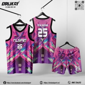 Bộ quần áo thể thao màu tím hồng xanh neon - Mẫu 189