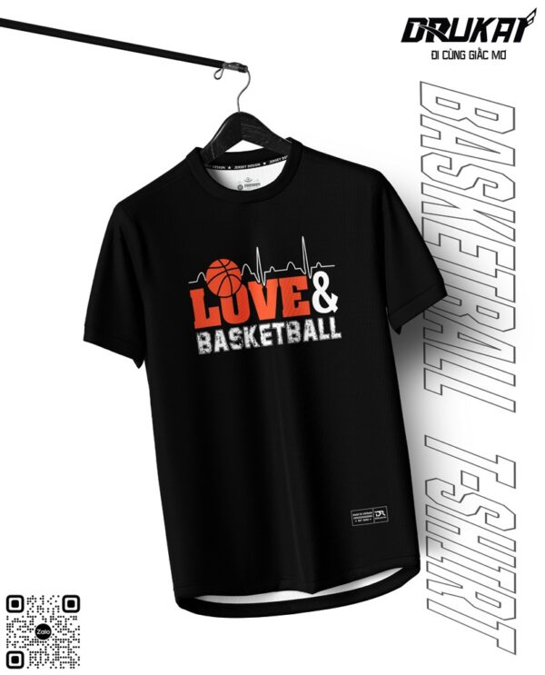 Áo Thun Thể Thao Đen Love & Basketball Cá Tính Năng Động