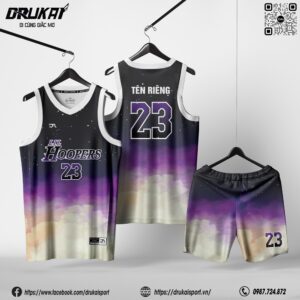 Đồng Phục Bóng Rổ Nam Màu Gradient Đen Tím Hồng - Mẫu 202
