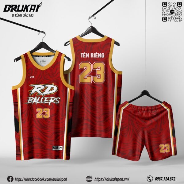 Đồng phục bóng rổ nam màu đỏ burgundy - Mã 215
