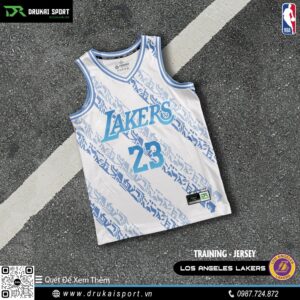 Áo Bóng Rổ LAKERS Trắng Xanh – Mẫu 22 Năng Động, Mát Mẻ