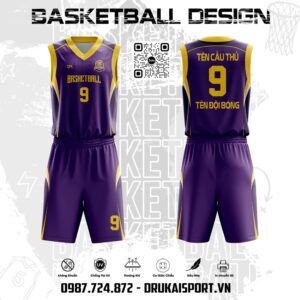 Đồng Phục Bóng Rổ Tím Than Vàng - Mẫu 23-1
