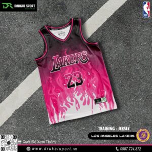 Áo Bóng Rổ Los Angeles Lakers Training Jersey - Màu Hồng Đen Trắng