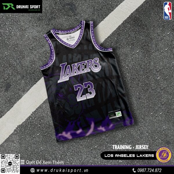 Áo Tập Luyện Los Angeles Lakers Đen Tím Gradient - Mẫu 27