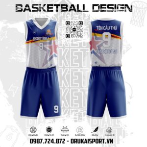 Áo Bóng Rổ Trắng Xanh Navy - Mẫu 34 Năng Động Cá Tính
