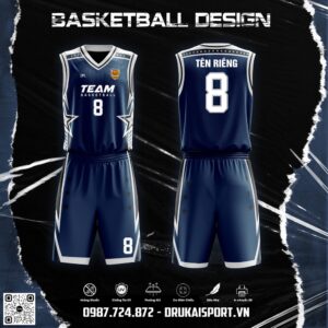 Đồng phục bóng rổ Xanh Navy Đậm phối Viền Trắng – Mẫu 59