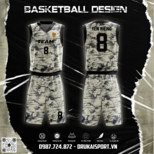 Bộ đồng phục bóng rổ màu trắng xám camo – Mã 63