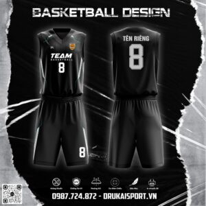 Áo Bóng Rổ Đen TEAM BASKETBALL – Sức Mạnh Từ Phong Cách