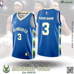 Áo Bóng Rổ Milwaukee Bucks City Edition 2022/23 Màu Xanh Dương