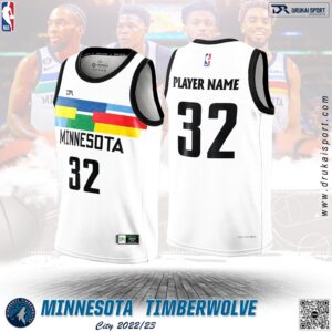 Áo Đấu Minnesota Timberwolves City Edition 2022/23 Trắng - Đa Màu Cá Tính