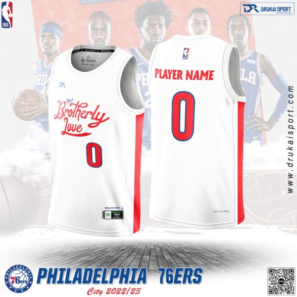 Áo đấu Philadelphia 76ers City Edition 2022/23 – Trắng Đỏ Năng Động