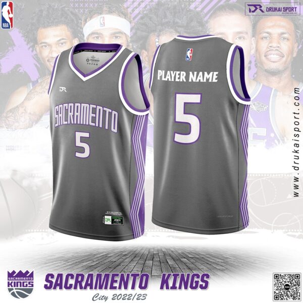 Áo Bóng Rổ Sacramento Kings City Edition 2022/23 Màu Xám Bạc