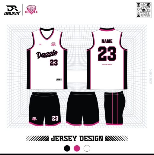 Jersey Thể Thao Trắng Đen Viền Hồng – Đẳng Cấp & Năng Động