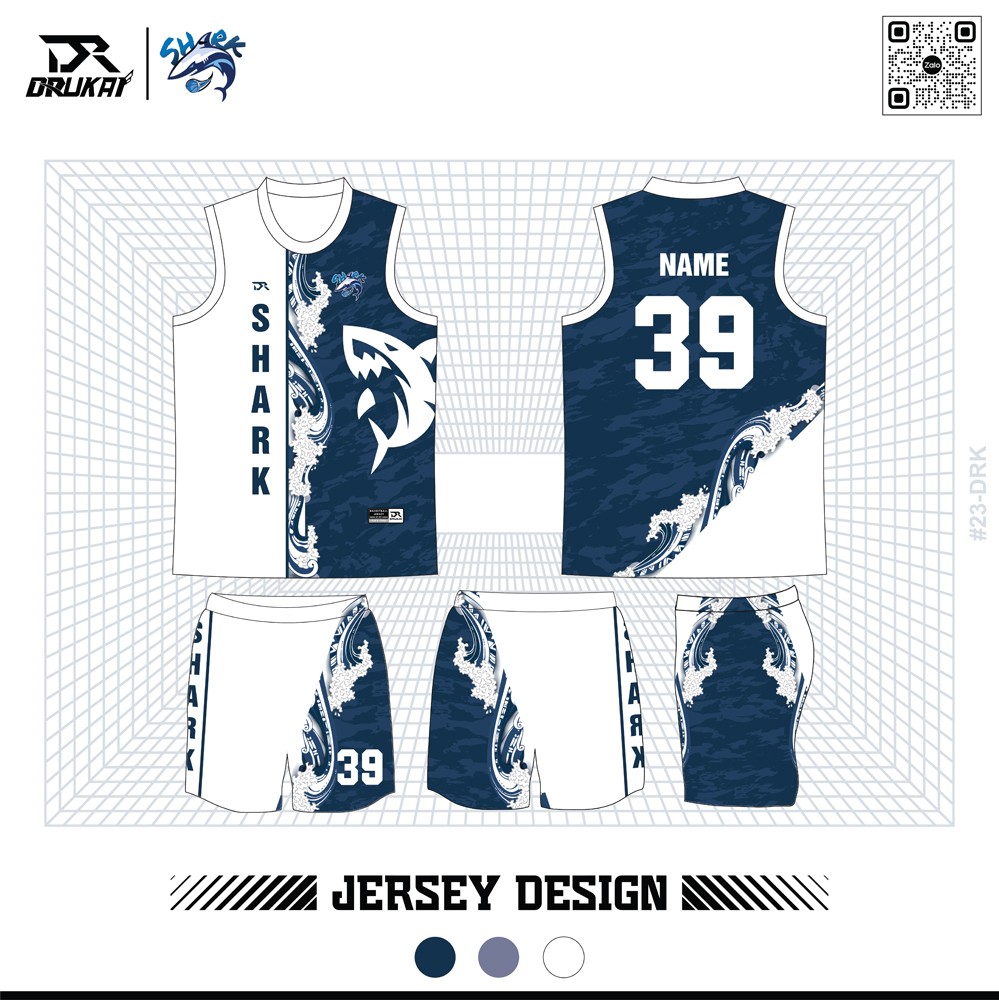 Đồng phục thể thao SHARK xanh navy sát nách - phù hợp vận động mạnh