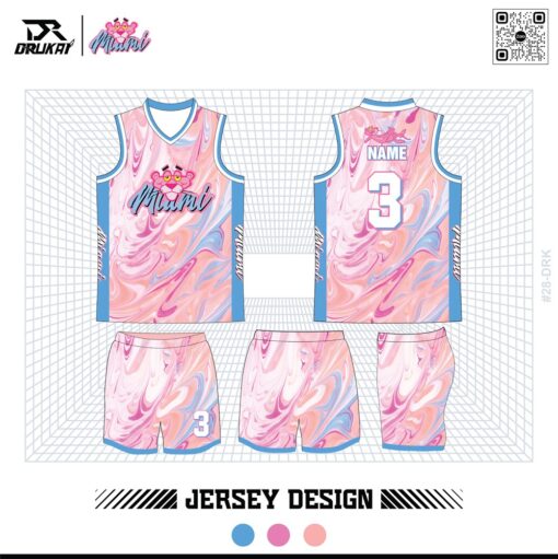 Bộ Áo Đấu Miami Vibes Marbling Hồng Pastel Cam Đào