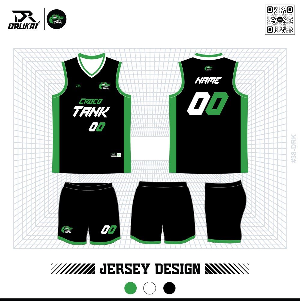 Đồng phục thể thao nam không tay màu đen xanh trắng – Drukai Sport