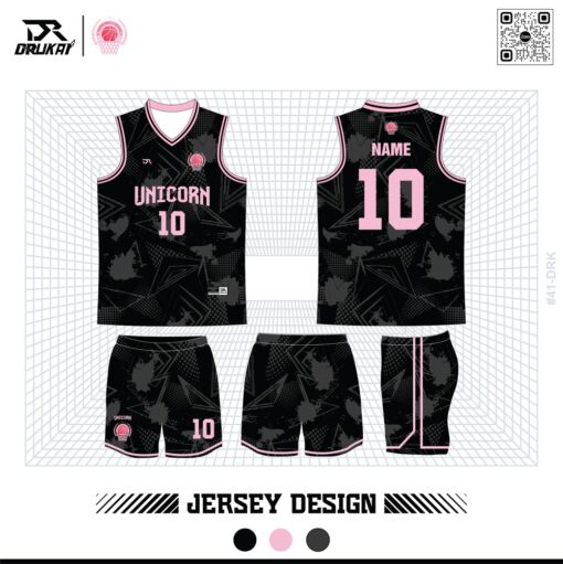 Jersey Bóng Rổ Đen Hồng Pastel – Vẻ Đẹp Mạnh Mẽ và Cá Tính