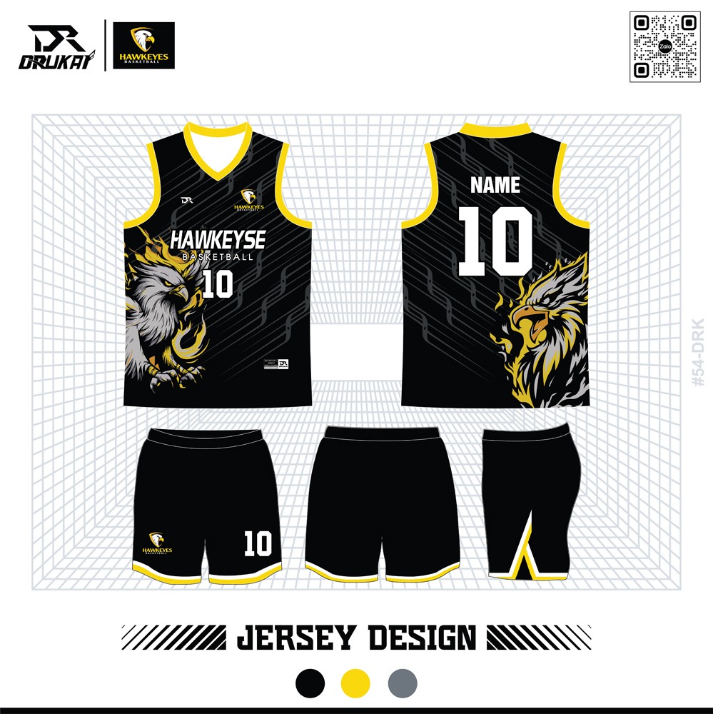 Áo đấu thể thao Hawkeye Basketball đen - cá tính, mạnh mẽ, nổi bật