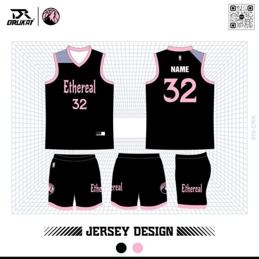 Jersey thể thao đen phối hồng pastel – Cá tính & thời trang