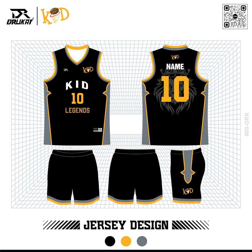 Đồng phục bóng rổ KID LEGENDS màu đen phối vàng cam