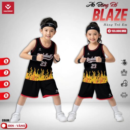 Bộ Đồ Bóng Rổ Trẻ Em BLAZE Hacorio – Đen Hồng - Ảnh 3
