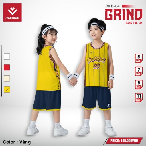 Bộ đồ thể thao trẻ em HACORIO BKB-04 màu kem sọc đen & quần xanh navy - Ảnh 2