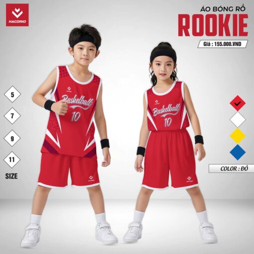 Áo Bóng Rổ Rookie Trắng Năng Động Cho Trẻ Em - Ảnh 4
