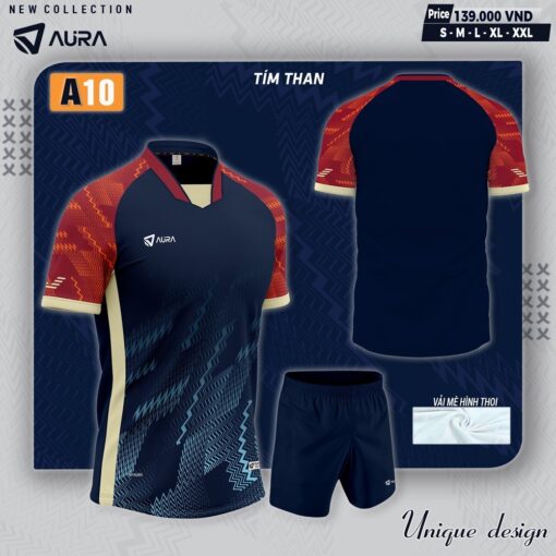 Áo Đá Banh Không Logo Aura A10 Màu Đen - Ảnh 4