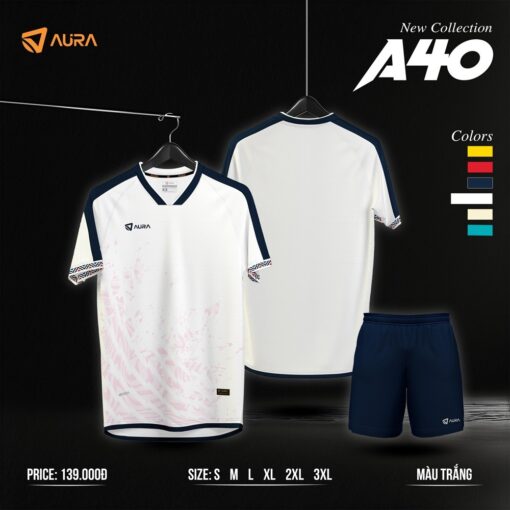 Bộ đồ thể thao AURA A40 màu kem phối đỏ booc-đô – Thoải mái, thời trang và năng động - Ảnh 4
