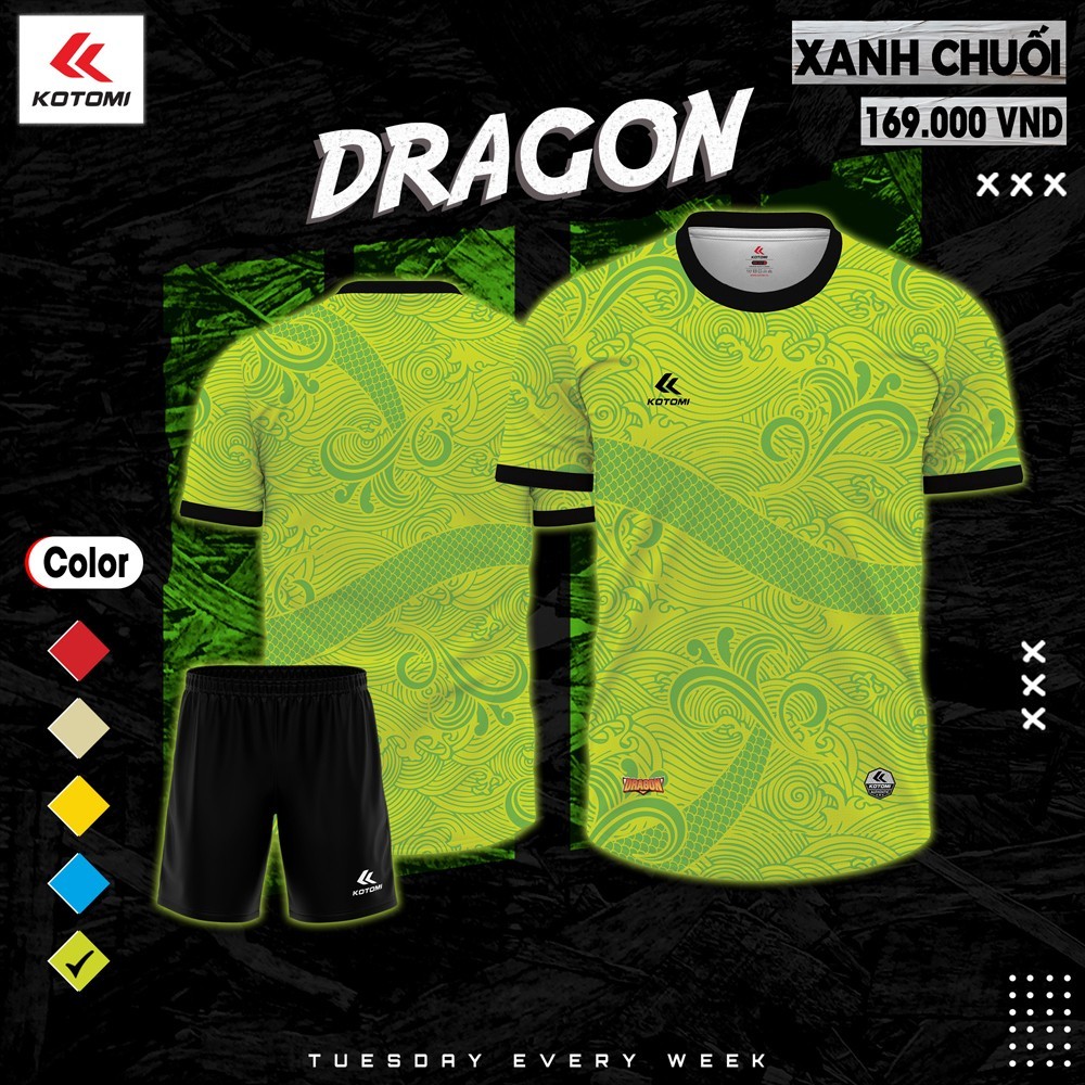 Áo Bóng Đá Dragon màu xanh chuối của Kotomi