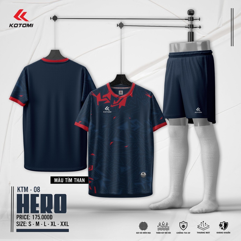 Áo bóng đá Kotomi KTM-08 HERO màu tím than