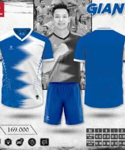 Áo Thể Thao Không Logo RIO-03 Màu Xanh Dương Trắng