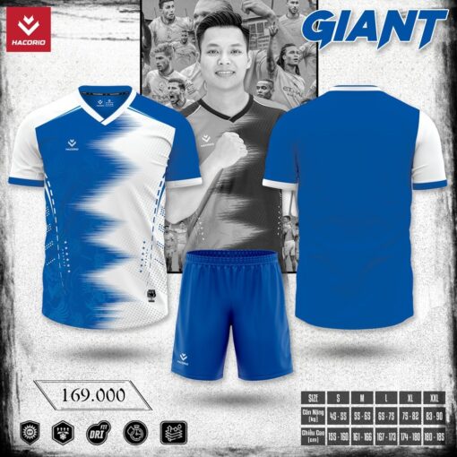 Áo Thể Thao Không Logo RIO-03 Màu Xanh Dương Trắng